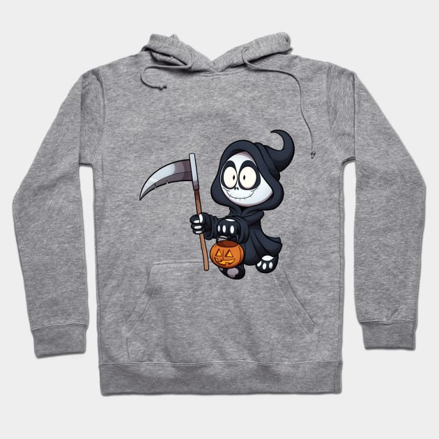 Kid In Reaper Costume Trick Or Treating Hoodie by TheMaskedTooner